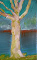 Baum 10, Portrait eies Baumstammes, mit Ölfarben gemalt